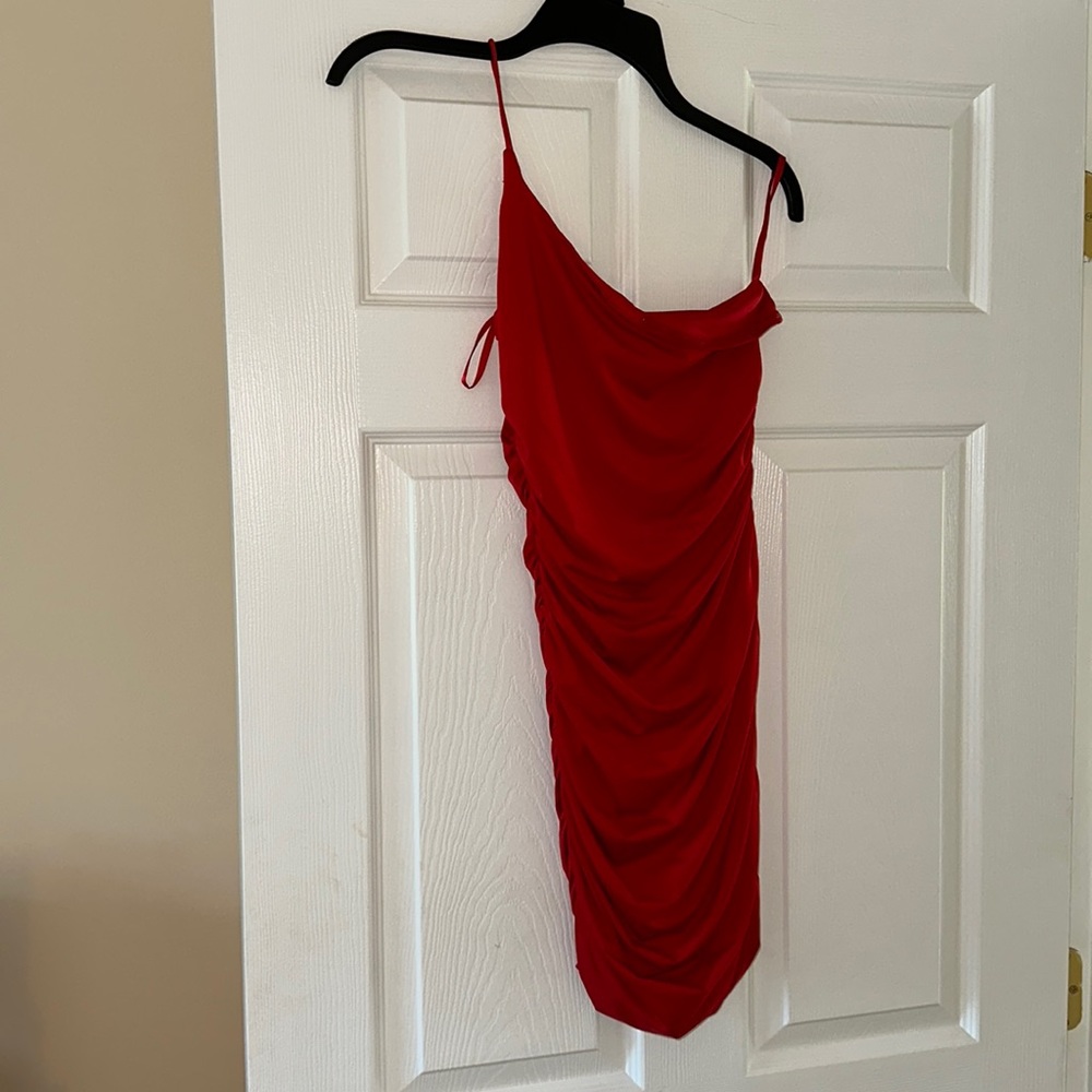 Tiger mist red mini dress. Worn once! One shoulder